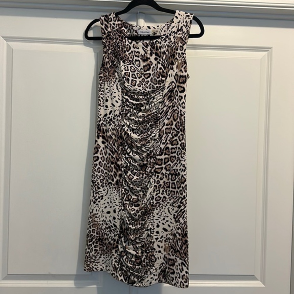 NWOT Animal Print Calvin Klein Fitted Mini Dress Size 4